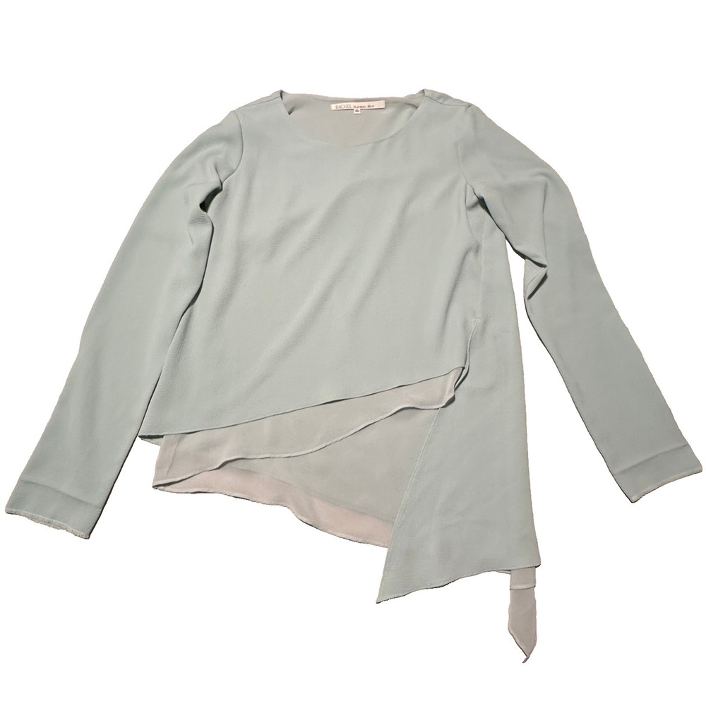 Rachel Roy Light Blue Asymmetrical Layered Blouse Women's Small Long Sleeve